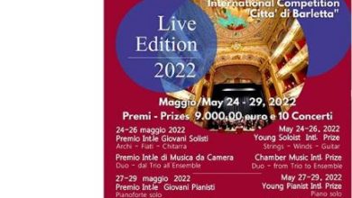 فراخوان سی و دومین رقابت بین المللی موسیقی Città di Barletta ۲۰۲۲